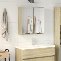 vidaXL Armario de baño con espejo color 64x20x67 cm en color Roble ahumado/Roble Sonoma/Marrón roble y más | almacenamiento funcional diseño moderno para baño dormitorio sala - details 1