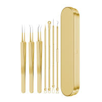Kit De Herramientas Para Eliminar Quistes Y Acné De Acero Inoxidable Color Oro Conjunto De 9/7/5 Piezas Para Limpieza De Puntos Negros Y Manchas En La Piel - details 3