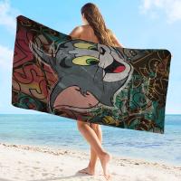 Toalla De Playa Curtoon T-Tom Y J-Jerry Microfibra Absorbente Rápida Secado Suave Yoga Natación Resort Montañismo Tamaño 76x182 Cm - details 1