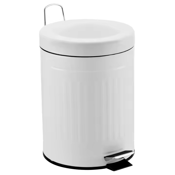 Cubo metal "step" blanco 20L. (cubeta extraible) - Base de goma para ambientes húmedos - Acabado mate - Asa de transporte - Cubo de plástico extraíble fácil de limpiar - Tamaño: Ø29,5xH46cm - 1