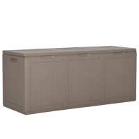 vidaXL Caja de almacenaje para jardín 270 L PP ratán en color Gris/Marrón - details 1