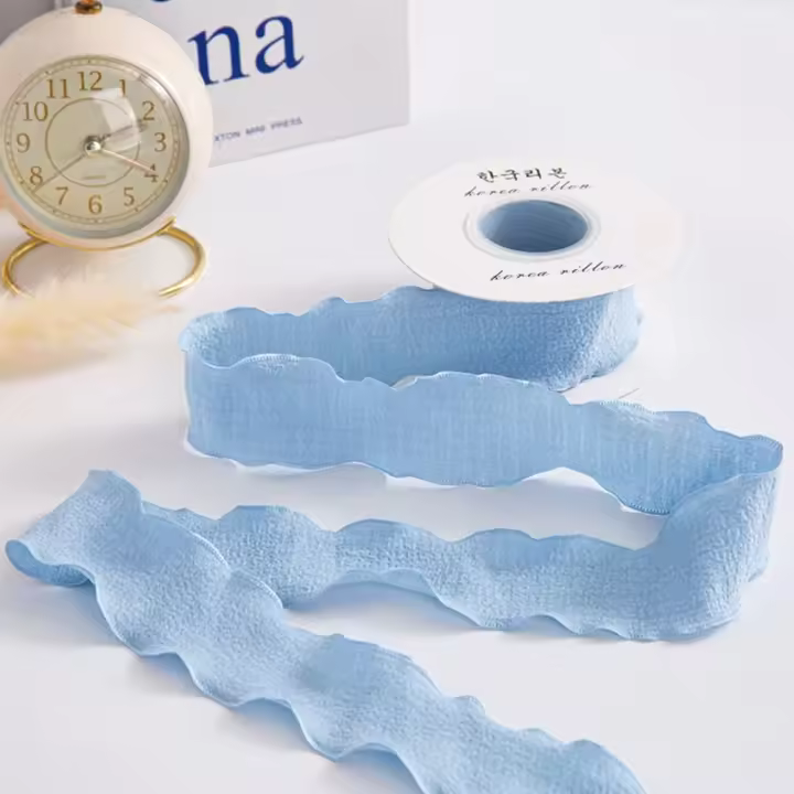 Cinta De Terciopelo Arrugada Para Decoración De Bouquet Y Flores 10 Yardas Ancho 4cm Ribbon De Poliéster Para Embalaje Y Adornos De Cabello - 1