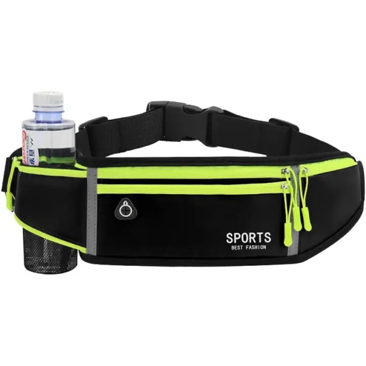 Cinturón para correr con soporte para teléfono, riñonera ajustable, impermeable, para botella de agua, auriculares, gran capacidad - 1