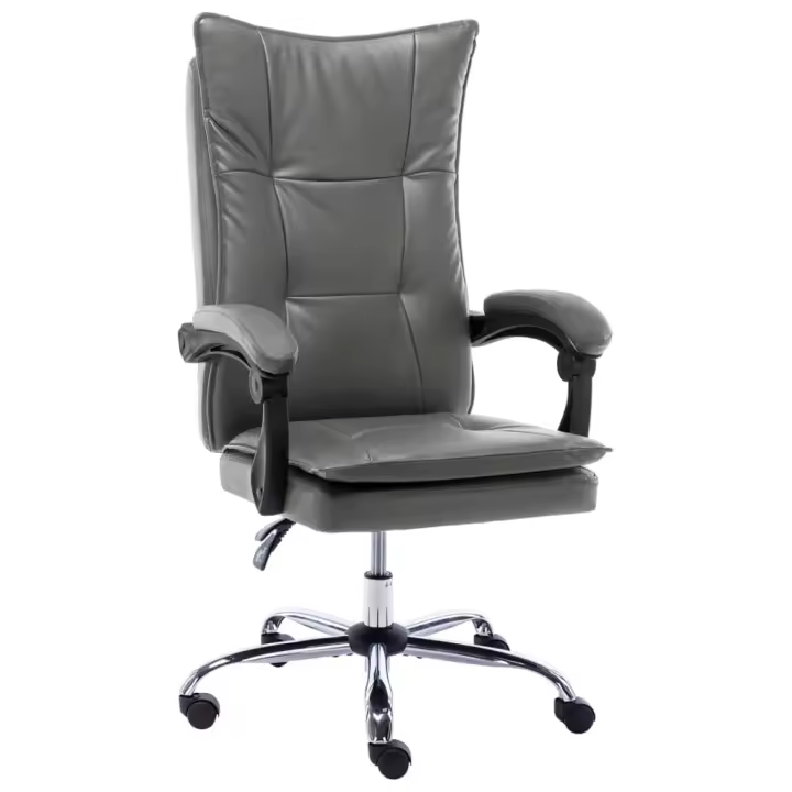 Silla de oficina de cuero syntético gris antracita - 1