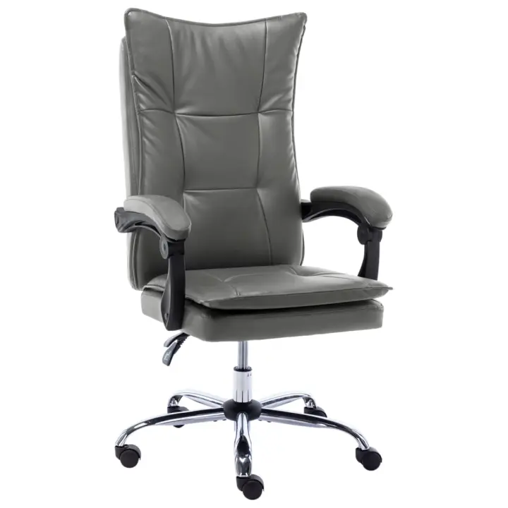 Silla de oficina de cuero syntético gris antracita - 1