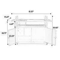Mesa de bar para exterior, carro de Bar de mimbre con muebles, carro de servir para patio con tapa de Arce, con cubitera, patio junto a la piscina y trasero, color beige - details 7