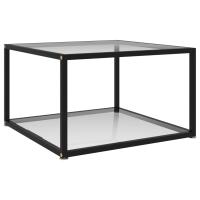 vidaXL Mesa de centro negra vidrio templado 60x60x35 cm en color Negro/Transparente | estructura resistente ideal para salón dormitorio o estudio - details 1