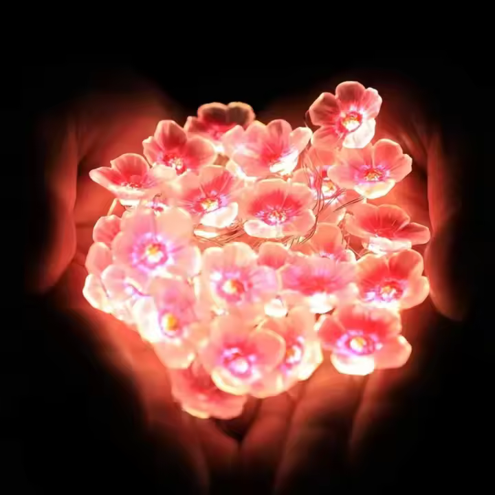 Luces De Fairy De Flor De Cerezo Rosa 1PC 10/20/30 LED Lámpara De Cadena Operada Por Batería Decorativa Para Interior Y Exterior - 1