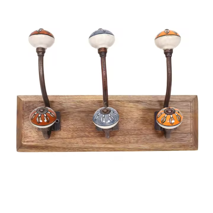 Percha de Pared con 3 Pomos Rústicos para Decoración y Almacenamiento en Hogar, Perchero Multifuncional para Entrada y Baño - 1