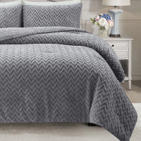 Vivid Torral - Edredón Borrego ZigZag Gris Excelent  Deluxe Tacto Manta + Fundas De Cojines* - details 3