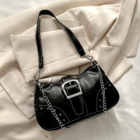 Bolso De Hombro Para Mujer Moda Con Adorno De Cadena Estilo Cool Negro Bolso De Axila De Motociclista Calidad Superior Para Damas Y Niñas - details 11
