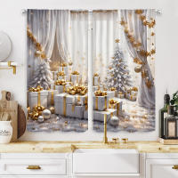 2pcs Cortinas De Lujo Estilo Dorado Soporte Digital HD Color Blanco Decoración De Hogar Para Sala De Estar Y Dormitorio - details 7
