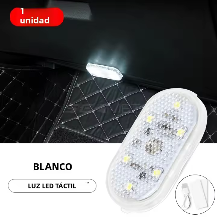 Lámpara De Lectura LED Para Coche SEAMETAL Con Sensor De Toque De Dedo Carga USB 6 Luces Para Iluminación Interior Universal Color Cambiable Material ABS - 1
