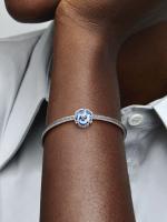 Pandora - Charm de Flor de pensar Azul-Plata de Lei - details 3