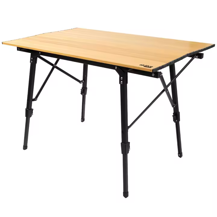 Mesa plegable regulable en altura Aktive para camping estilo Glamping, medidas 90x57x45/70cm. - 1