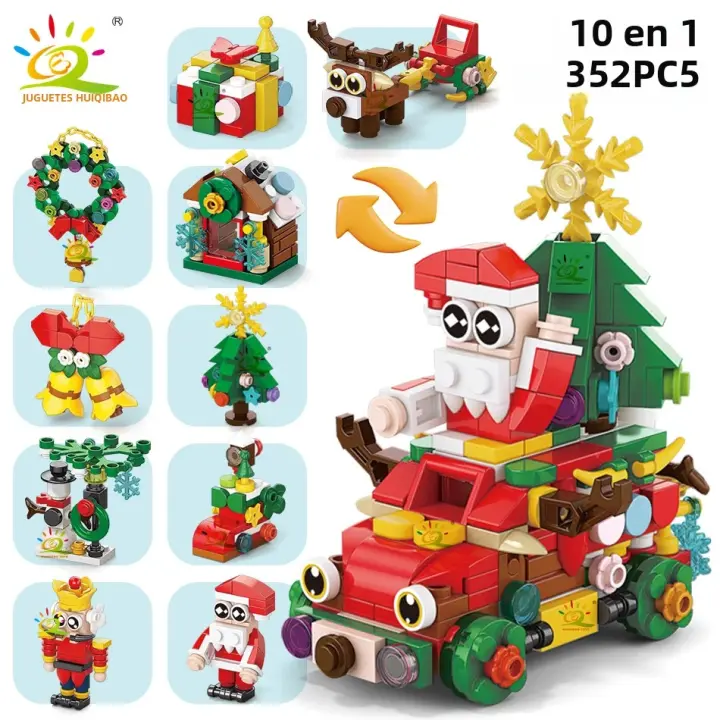 Bloques De Construcción Navideños HUIQIBAO Reindeer Santa Claus Y Casa De Nieve Con Árbol De Navidad Juguete Para Niños Regalo Compatible Con Bloques Lego - 1