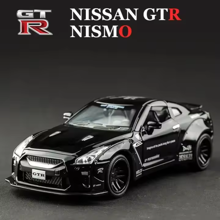 Coche De Deportes Nissan GTR De 1:32 En Escala Metálico Con Sonido Y Luz Vehículo De Juguete Colección Regalo Para Niños A297 - 1