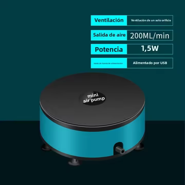 Bomba De Oxígeno Para Acuario USB DC Baja Presión Pequeña Bomba De Aire Compresor Accesorio Para Acuario Material Plástico Potencia 2W - 1