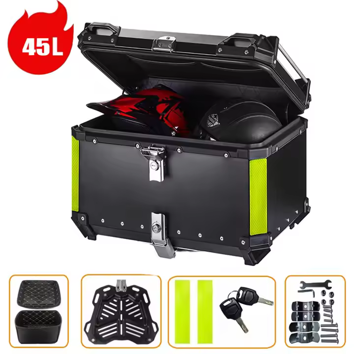 45L,55L caja superior de la motocicleta CNC de aleación de aluminio tronco de la motocicleta caja de casco impermeable y a prueba de caídas puerta trasera de la motocicleta caja de almacenamiento de equipaje - 1