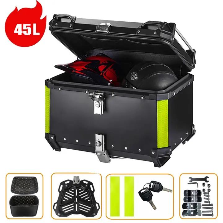 45L,55L caja superior de la motocicleta CNC de aleación de aluminio tronco de la motocicleta caja de casco impermeable y a prueba de caídas puerta trasera de la motocicleta caja de almacenamiento de equipaje - 1