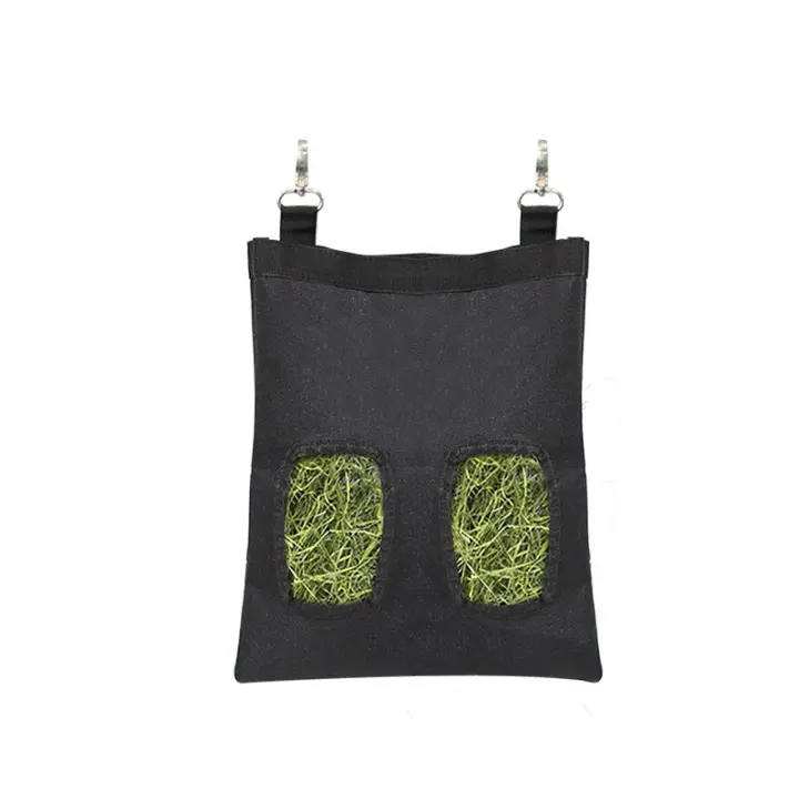 Bolsa De Heno De Conejo Colgante Duradera Almacenamiento De Alimentos Para Conejos Cachorros Y Otros Pequeños Animales En Color Negro - 1