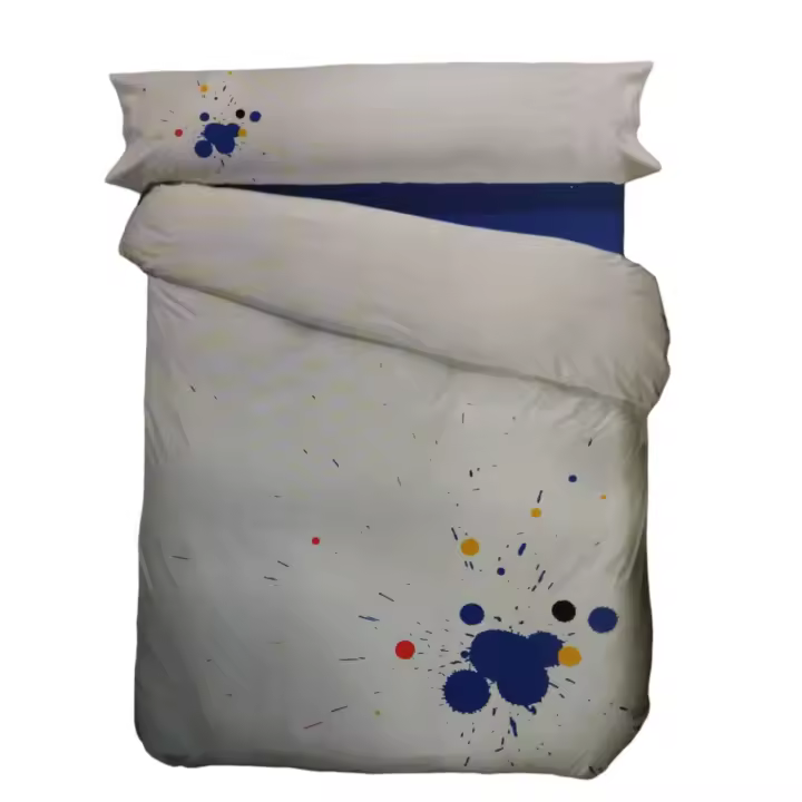 Futonia Funda Nórdica 50% Algodón 50% Poliéster Cama 150 Blanco con Manchas Azules - 1