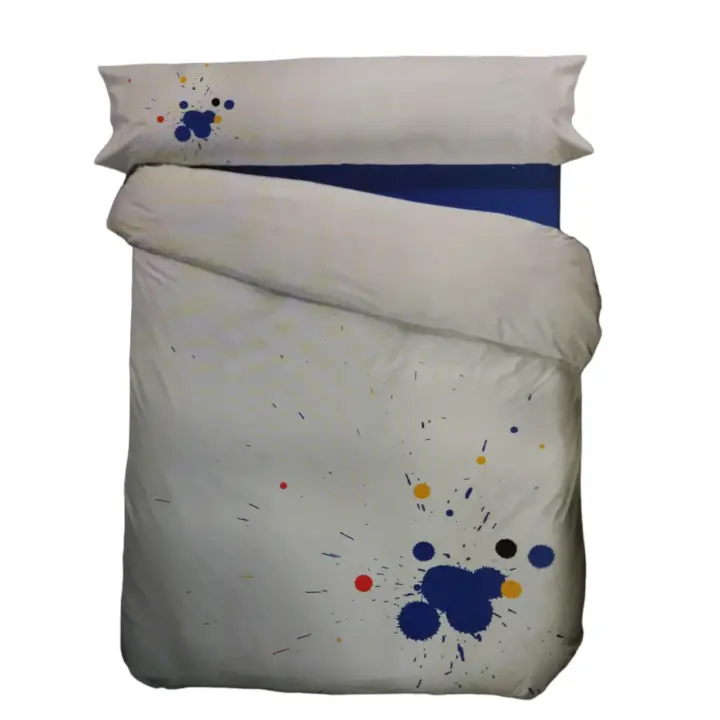Futonia Funda Nórdica 50% Algodón 50% Poliéster Cama 150 Blanco con Manchas Azules - 1