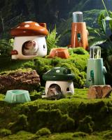 Tazón De Alimentos Para Hamster De Cerámica Con Estilo De Bosque De Hongos Fantasía Casa De Cerámica Para Mascotas Suministros De Paisajismo Para Oso Dorado Evacuación De Calor En Verano - details 5