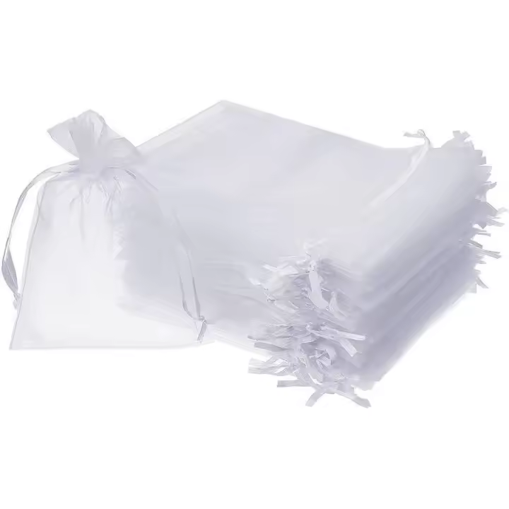 100 bolsas de regalo de organza de lavanda, color blanco, 7 x 9 cm, para joyas, preferencias de boda - 1