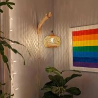 Lámpara De Pared De Bambú IRALAN Luz Natural De Rotura E27 Hileras Manuales De Lámpara De Sombrilla Iluminación Fijas - details 1