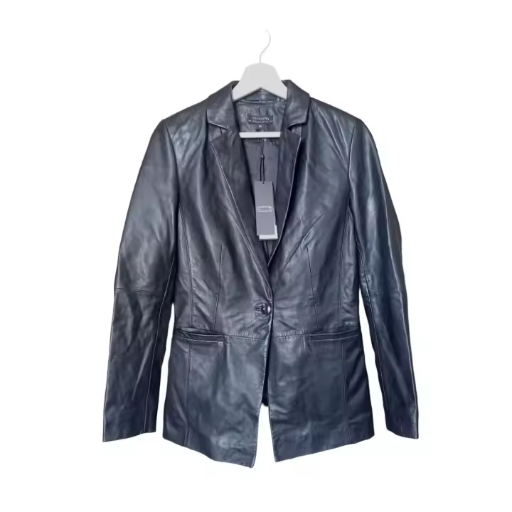 Chaqueta piel Comma mujer  color negro cierre botones - 1