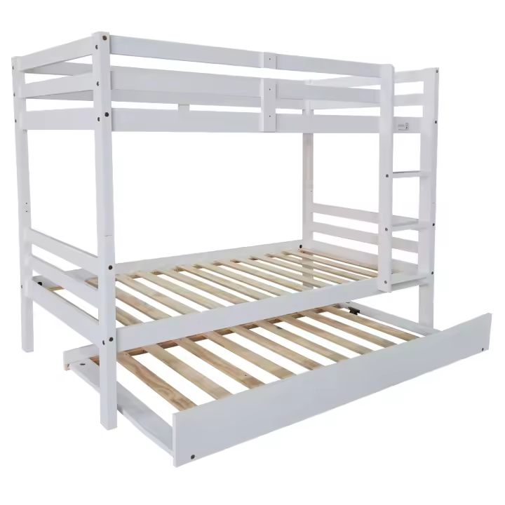 Litera Juvenil Elephant Con Cama Nido Blanco Abierto Madera de Pino Estilo Contemporáneo 199x154x104 cm - 1