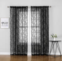 Cortinas De Encaje Sencillo Negro Para Ventanas De Sala Y Dormitorio Cortinas De Partición Para Ventanas Bayas Tejidas Alargadas - details 1