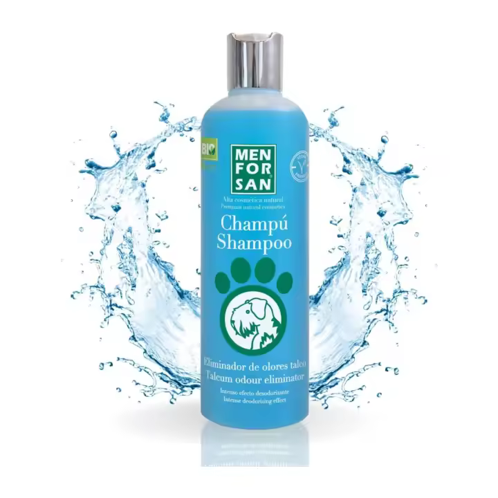 Menforsan Champu Perro Eliminador de Olores Talco 300ml - Neutraliza las moléculas del mal olor - Hidrata y Revitaliza - 1