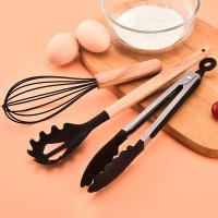 Juego De Utensilios De Cocina De Silicona 12 Piezas Antiadherente Con Mango De Madera Espátula Y Batidor Para Huevo Accesorios De Cocina Ecológicos Y Duraderos - details 3