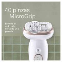 Braun Silk-épil 9 SES9-000- Depiladora mujer elétrica con cabezal flexible, mango antideslizante, control de presión para depilación fácil, inalámbrico, en seco y mojado, cabezal de rasurado, cabezal ancho con 40 pinzas MicroGrip, mango fino - details 2
