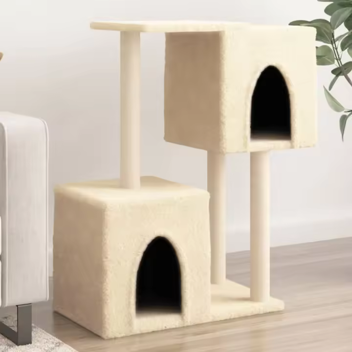 vidaXL Rascador para Gatos con Postes de Sisal Árbol Torre Gatitos Color Crema,  Gris claro,  Gris oscuro y mas - 1