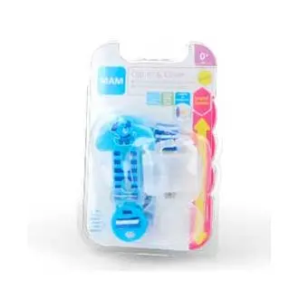 Mam Clip It! & Cover Azul Ref. S182 - Adaptable a Diferentes Chupetes - Diseño Divertido y Seguro - 1