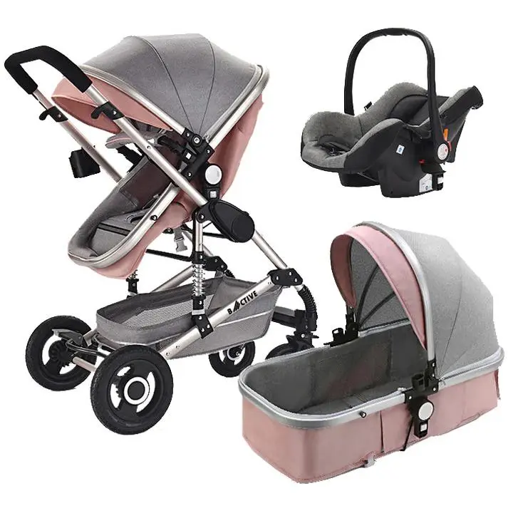 Carrito de bebé Multifuncional 3 en 1 I-Size B.Active X-Go Gris Rosado - 1