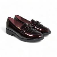 Hluna Mocasines con tacón bajo efecto CHAROL  Negro Rojo Vino y blanco - Detalle de LAZO - Elegancia - Mocasines planos Zapatos planos efecto Charol - 5301 - details 10