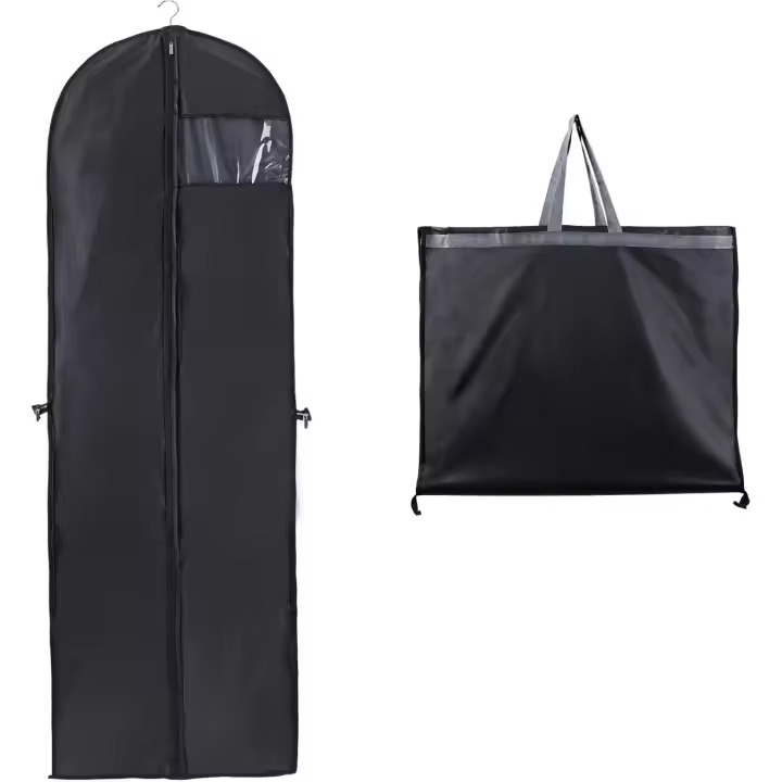 60 x 180 cm (1 unidad), funda para vestido de novia y vestido de dama de honor antipolvo, impermeable, humedad, plegable y portátil, cierre de cremallera bilateral - 1