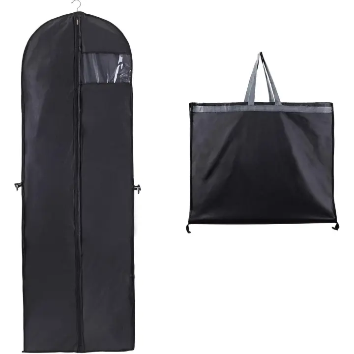 60 x 180 cm (1 unidad), funda para vestido de novia y vestido de dama de honor antipolvo, impermeable, humedad, plegable y portátil, cierre de cremallera bilateral - 1