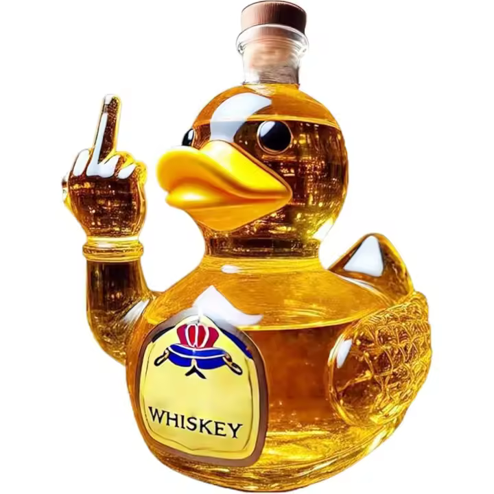Botella de whisky con forma de pato dedo medio, divertida jarra de whisky con forma de pato para hombre, botellas de whisky de 10 oz, divertidas botellas de vino con forma de estatua de pato, regalo de broma único para bar, hogar y oficina (botella A - 1