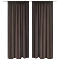 vidaXL 2 Cortinases Oscuras Separador Decoración Jaretas blackout 135x245cm Color Gris,  Marrón,  Negro y mas - details 1