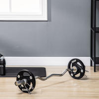 SPORTNOW Juego de 2 Discos de Pesas Olímpicas de Hierro Fundido 5 kg/10 kg Placas de Pesas Recubierta de Goma con Barra Tri-Grip y Orificio de 5 cm para Fitness en Gimnasio Casa Negro - details 1