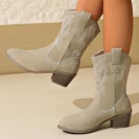 Botas Occidentales Bordadas 2024 Para Mujer Talla Grande 43 Punta Puntiaguda Botines De Otoño Estilo Cowboy Con Plataforma Cierre SLIP-ON Material De Suela RUBBER - details 7