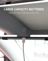 Espejo De Maquillaje Ultra Delgado LED Para Coche Con Pantalla Táctil Y Luz Dimmable Recargable Por USB Soporte Solar - details 3
