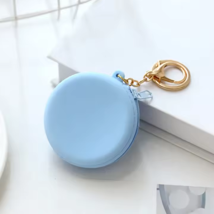 Cartera De Monedas Mini Redonda De Silicona En Colores Caramelo Para Niñas Y Mujeres Monedero Con Cierre De Cremallera Estilo Moda - 1