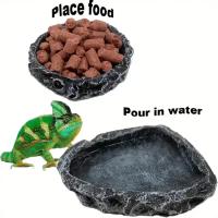 Cuenco De Alimentación Y Agua Para Reptiles De Appearencia Roquera Duradero Y Seguro Ideal Para Dragones Barbeados Y Otros Pequeños Reptiles - details 0