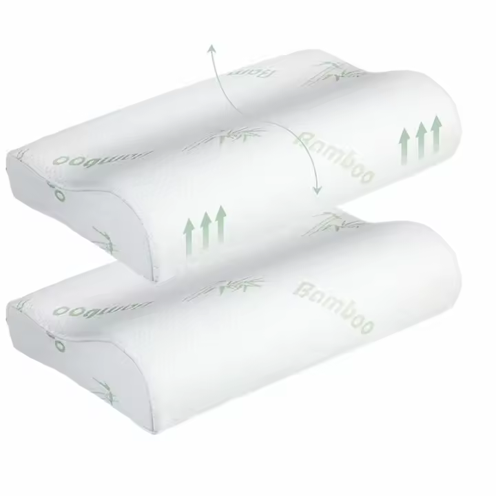 Almohada De Memoria De Bambú Con Cubierta Desmontable Y Cierre De Botón Para El Cuello Diseño Ergonómico JAF022 - 1
